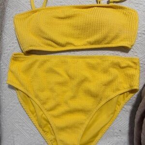 Yellow Textured Bikini Set